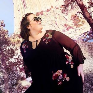 Black floral torrid sheer top